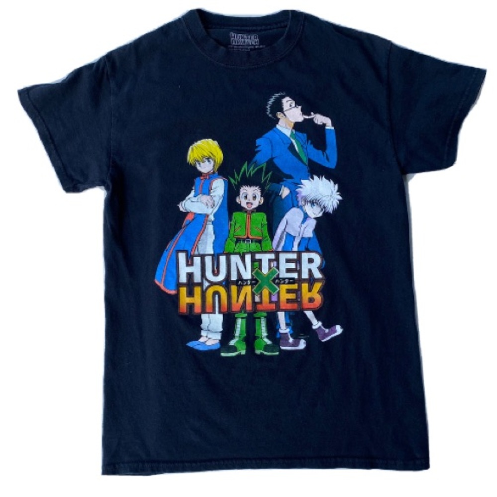 Hunter x Hunter Anime Gon Freecss Killua Hisoka Black Graphic T-Shirt Size Small